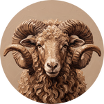 Coiled Horn, rond kunstwerk op dibond van Wandkraft, Wildlife
