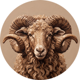 Coiled Horn, rond kunstwerk op dibond van Wandkraft, Wildlife