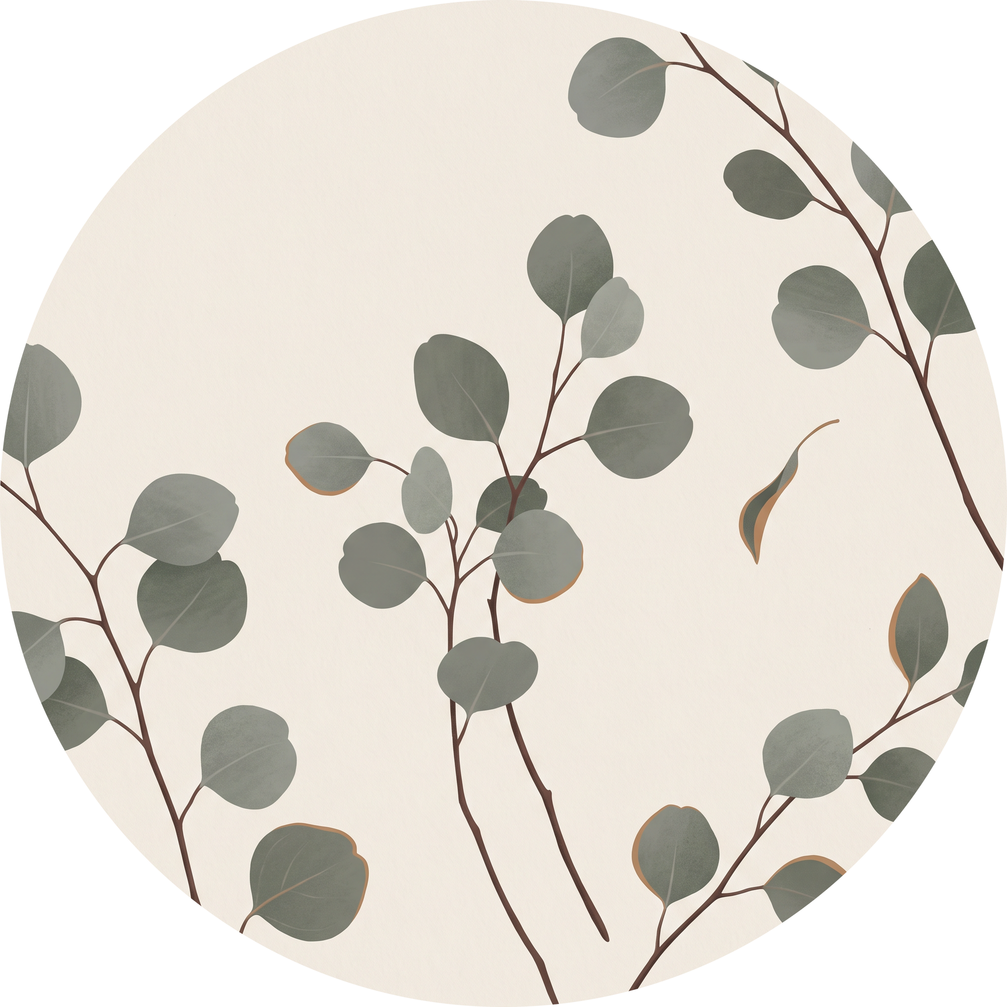 Eucalyptus Drift, rond kunstwerk op dibond van Wandkraft, Land of the Rising Sun