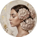 Hydrangea Veil, rond kunstwerk op dibond van Wandkraft, Faces