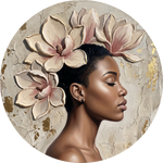 Magnolia Stillness, rond kunstwerk op dibond van Wandkraft, Faces