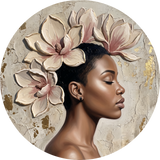 Magnolia Stillness, rond kunstwerk op dibond van Wandkraft, Faces