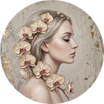 Orchid Repose, rond kunstwerk op dibond van Wandkraft, Faces