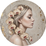 Orchid Repose, rond kunstwerk op dibond van Wandkraft, Faces