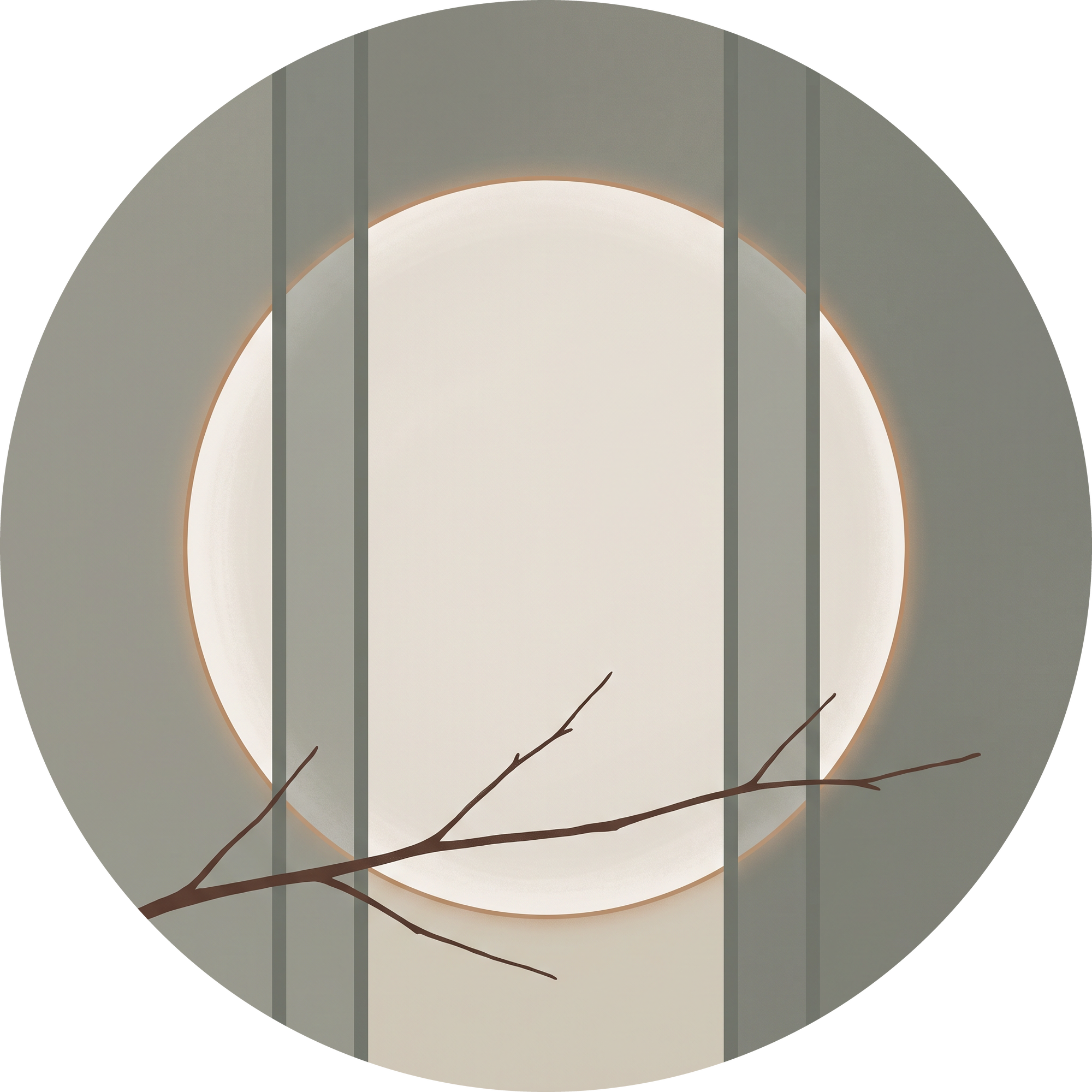 Paper Moon, rond kunstwerk op dibond van Wandkraft, Land of the Rising Sun