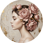 Peony Reverie, rond kunstwerk op dibond van Wandkraft, Faces