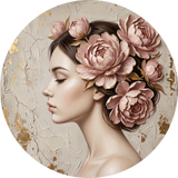 Peony Reverie, rond kunstwerk op dibond van Wandkraft, Faces
