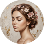 Petal Serenade, rond kunstwerk op dibond van Wandkraft, Faces