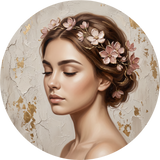 Petal Serenade, rond kunstwerk op dibond van Wandkraft, Faces