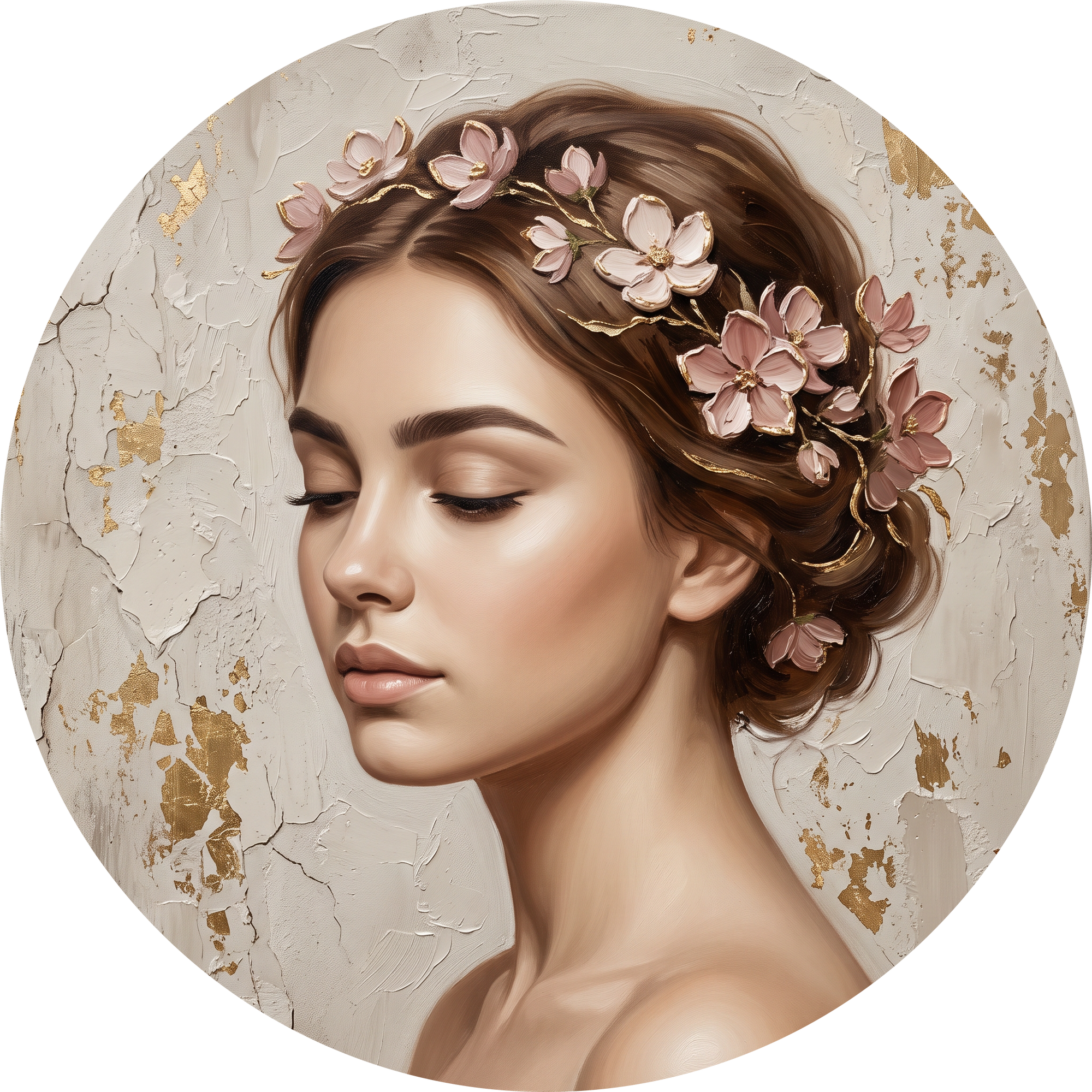 Petal Serenade, rond kunstwerk op dibond van Wandkraft, Faces