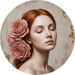 Rose Murmur, rond kunstwerk op dibond van Wandkraft, Faces