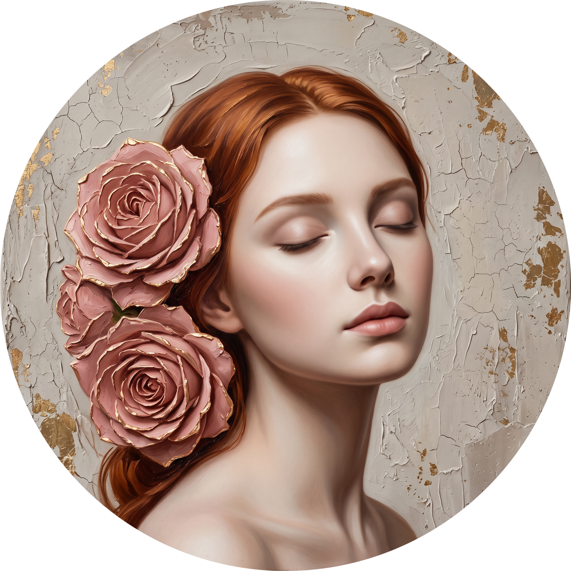 Rose Murmur, rond kunstwerk op dibond van Wandkraft, Faces