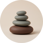 Stone Balance, rond kunstwerk op dibond van Wandkraft, Land of the Rising Sun
