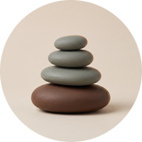Stone Balance, rond kunstwerk op dibond van Wandkraft, Land of the Rising Sun