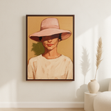 Rose Brim van Wandkraft op canvas in wenge baklijst, in een licht Scandinavisch interieur.