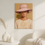 Rose Brim van Wandkraft op canvas zonder lijst, vlak aan de muur, in een licht Scandinavisch interieur.