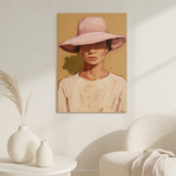 Rose Brim van Wandkraft op canvas zonder lijst, vlak aan de muur, in een licht Scandinavisch interieur.