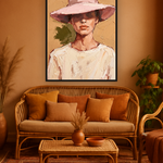 Rose Brim van Wandkraft op canvas in zwarte baklijst, in een warm bohemian interieur.