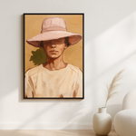 Rose Brim van Wandkraft op canvas in zwarte baklijst, in een licht Scandinavisch interieur.