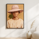 Rose Brim van Wandkraft op canvas in zwarte baklijst, in een licht Scandinavisch interieur.