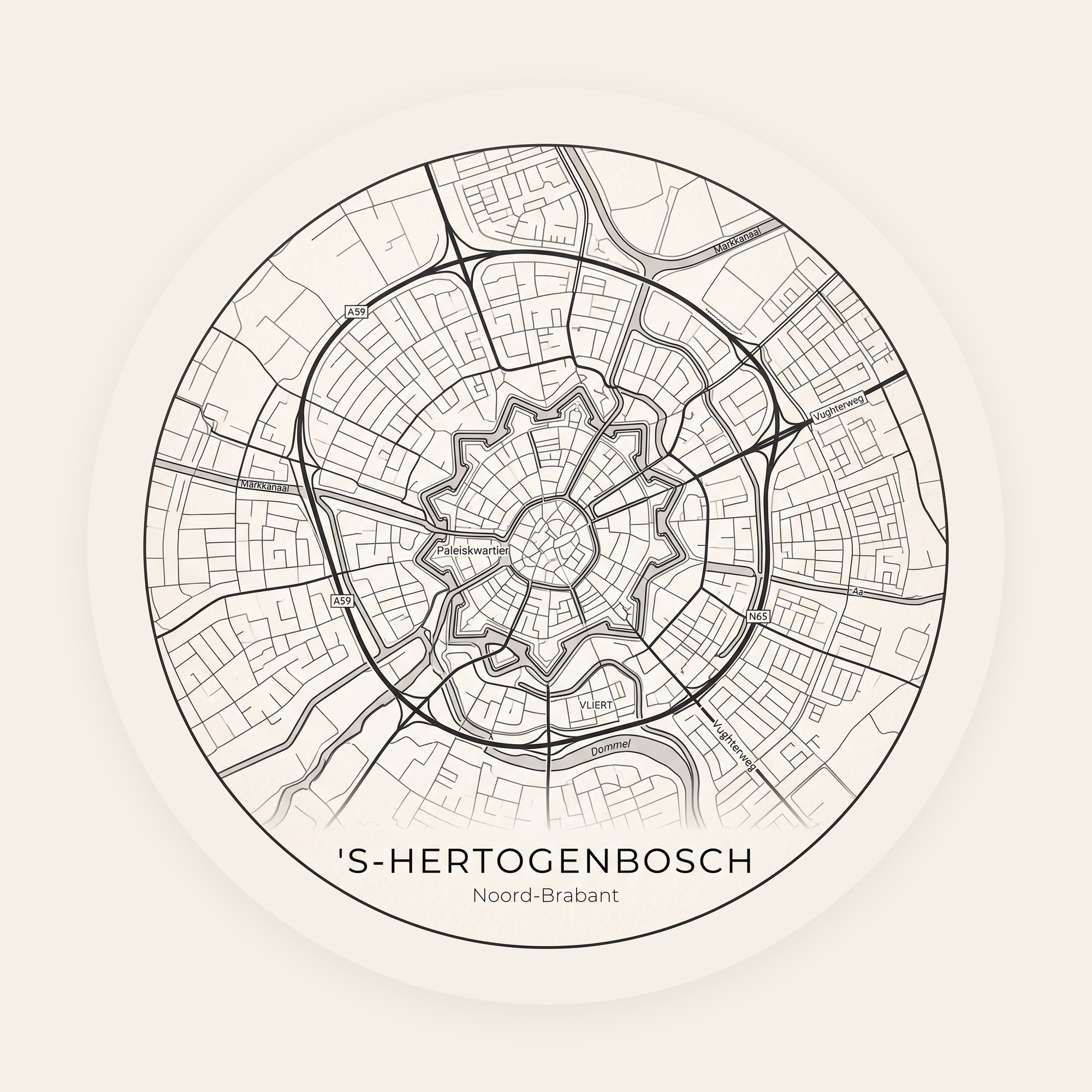 's-Hertogenbosch stadskaart rond