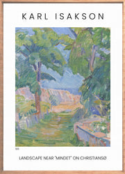Décoration murale Wandkraft : peinture impressionniste d'un paysage vert aux arbres et sentier, paisible, style scandinave, idéale en décoration murale. Pour un intérieur élégant
