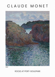 Décoration murale Wandkraft : paysage côtier impressionniste aux falaises et à la mer bleue à Port-Goulphar, 1886, ambiance paisible, art mural de style Monet. Pour un intérieur élégant