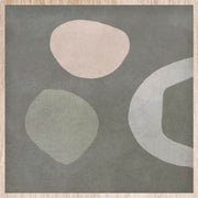 Wandkraft Wanddekoration: Minimalistische Wandkunst von Wandkraft mit zwei Kreisen und geschwungenen Formen in Grautönen, im hellen Holzrahmen. für ein stilvolles Interieur