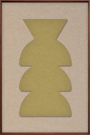 Décoration murale Wandkraft : art mural abstrait aux formes jaunes sur fond beige, style moderne et minimaliste, adapté aux intérieurs contemporains. Pour un intérieur élégant