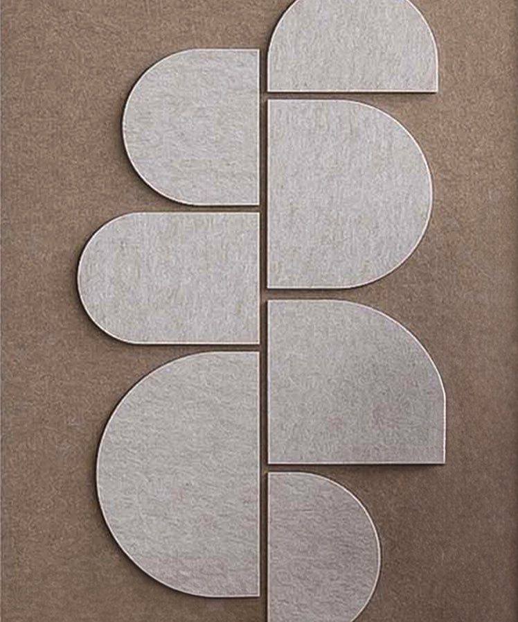 Feltro Acustico 002 Walldecoration Wandkraft 80x120 cm Blind Metalen Ophangsysteem Bruin