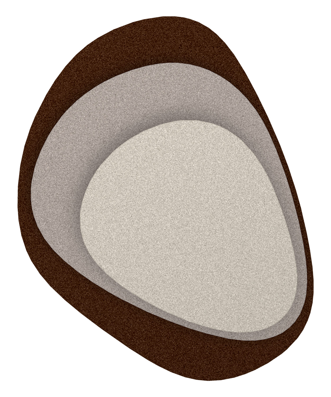 Stone Shield akoestisch reliëf in gestapeld vilt, vrijstaand, kleurkeuze Kruidnagel-Warmgrijs-Kalksteen