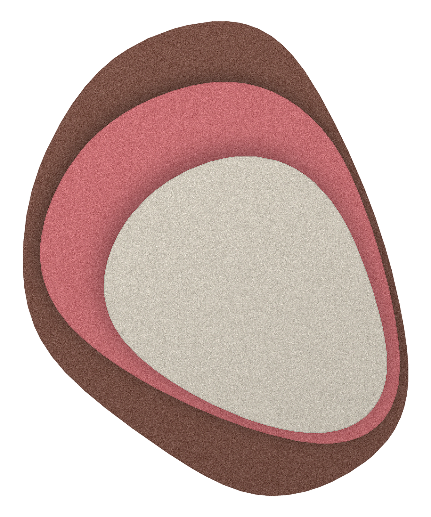 Stone Shield akoestisch reliëf in gestapeld vilt, vrijstaand, kleurkeuze Cacao-Blush-Kalksteen