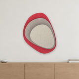 Stone Shield relief acoustique en feutre superposé, ambiance, coloris Framboos-Warmgrijs-Ivoor
