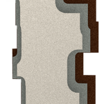 Step Tower relief acoustique en feutre superposé, détouré, coloris Kruidnagel-Mint-Kalksteen