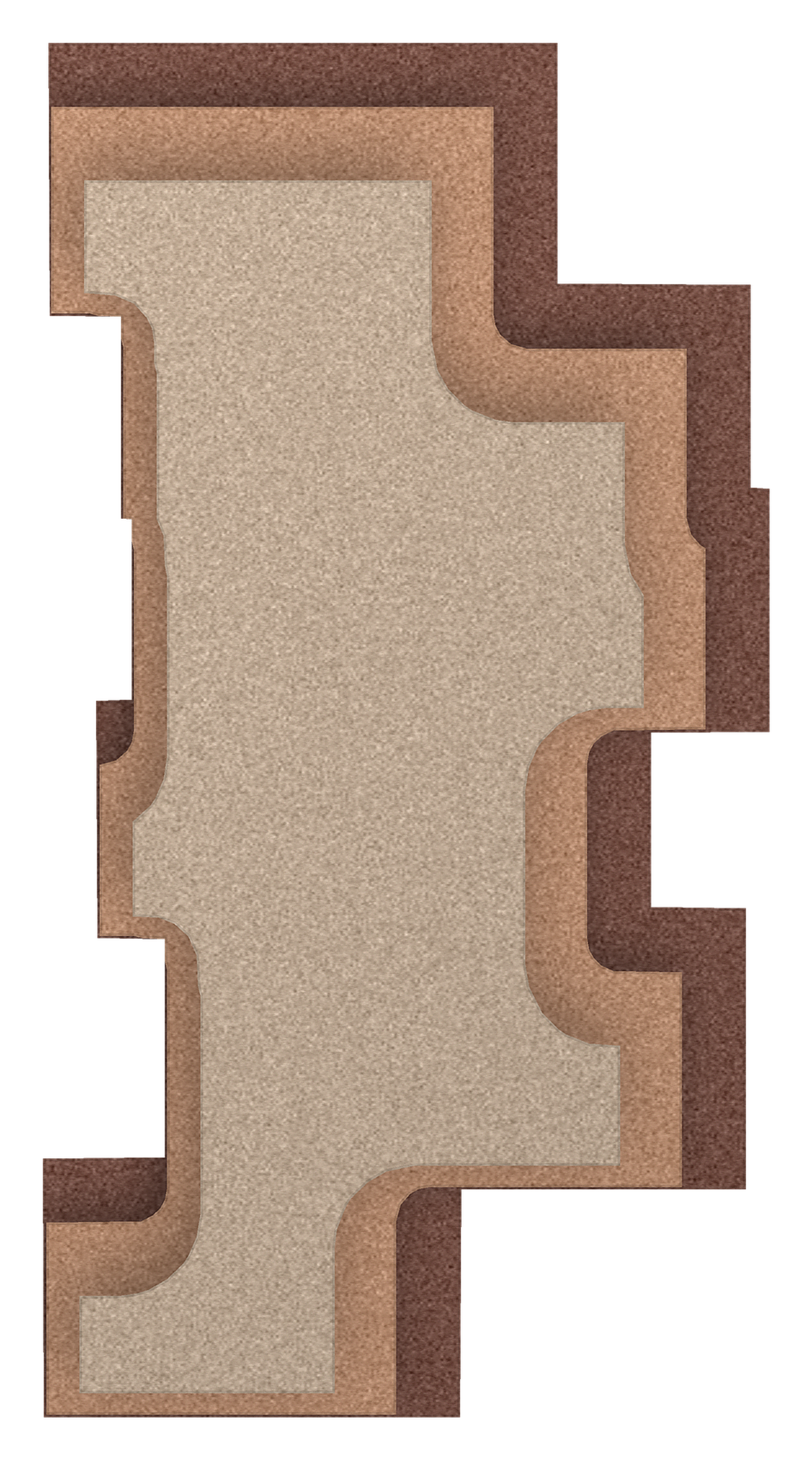 Step Tower relief acoustique en feutre superposé, détouré, coloris Cacao-Caramel-Zand