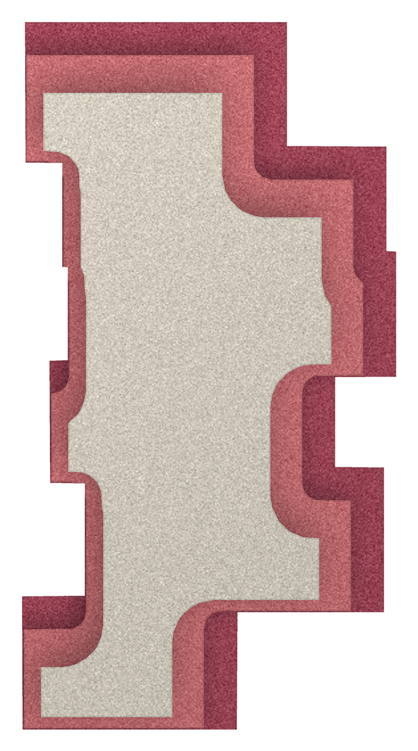 Step Tower relief acoustique en feutre superposé, détouré, coloris Bordeaux-Blush-Ivoor