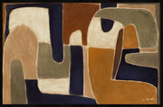 Wandkraft wanddecoratie: Minimalistische wanddecoratie met abstracte, in elkaar grijpende vormen in aardetinten. Moderne en organische uitstraling. voor een stijlvol interieur