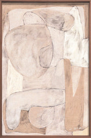 Décoration murale Wandkraft : peinture abstraite Essence en beige, crème et brun clair, encadrée de noir, décoration murale moderne sur toile texturée. Pour un intérieur élégant