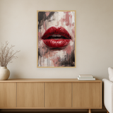 Scarlet Whisper van Wandkraft op canvas in blanke baklijst, in een warm, licht interieur.