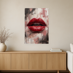 Scarlet Whisper van Wandkraft op canvas zonder lijst, vlak aan de muur, in een warm, licht interieur.