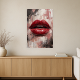 Scarlet Whisper van Wandkraft op canvas zonder lijst, vlak aan de muur, in een warm, licht interieur.