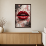 Scarlet Whisper van Wandkraft op canvas in wenge baklijst, in een warm, licht interieur.