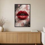 Scarlet Whisper van Wandkraft op canvas in zwarte baklijst, in een warm, licht interieur.