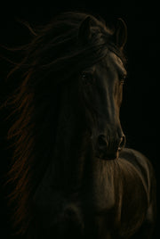 Shadow Mane - portrait animalier en noir et blanc, Wandkraft