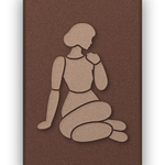 Shoulder Rest Cappuccino Akustikpaneel aus Filz mit aufgelegter Frauenfigur in Cappuccinobraun auf Kaffeebraun, mit kastanienbraunem Schattenfugenrahmen
