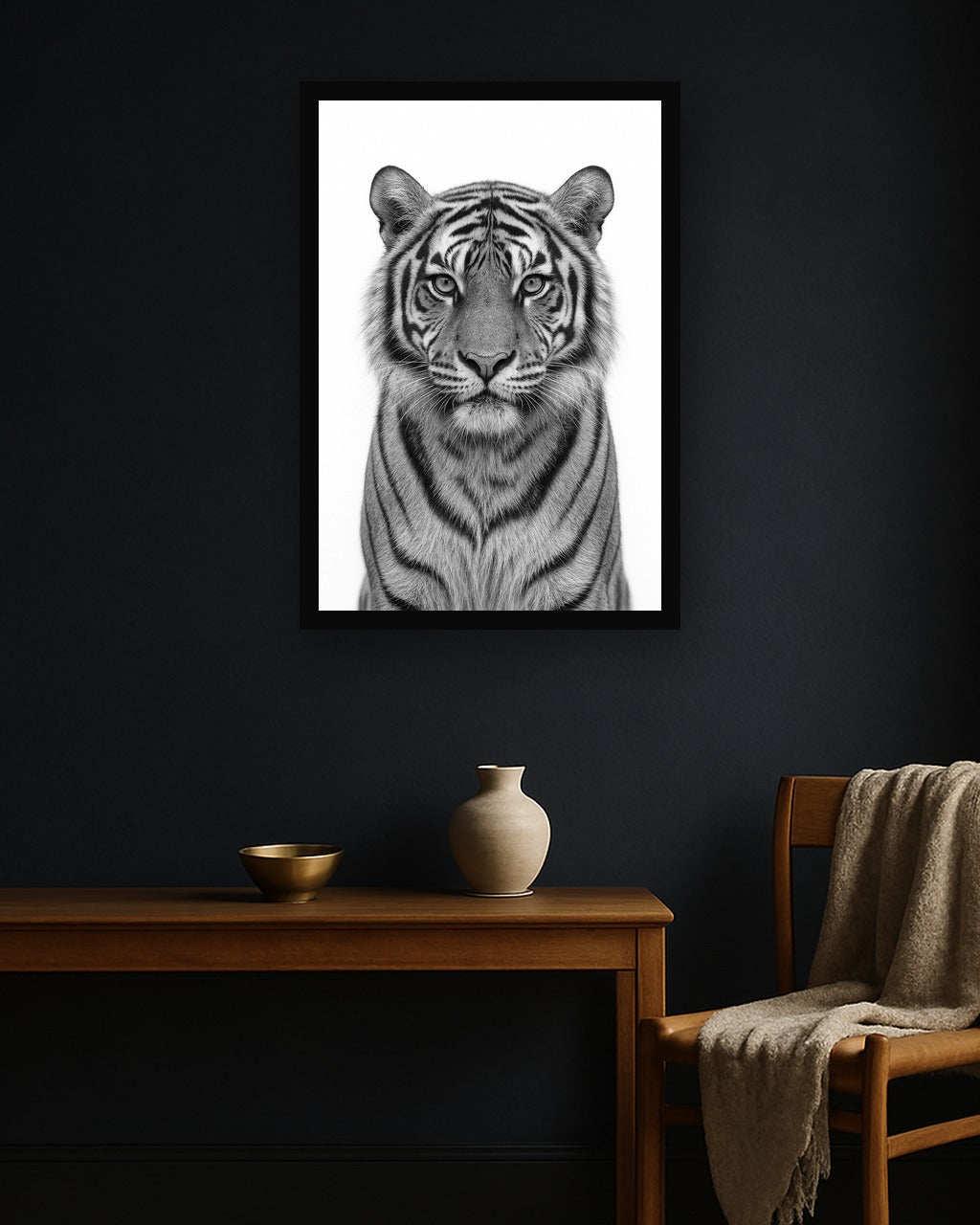 Silver Stripe interieur mockup met zwarte lijst