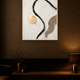 Single Thread van Wandkraft op canvas in blanke baklijst, in een verfijnd dark-luxury interieur.