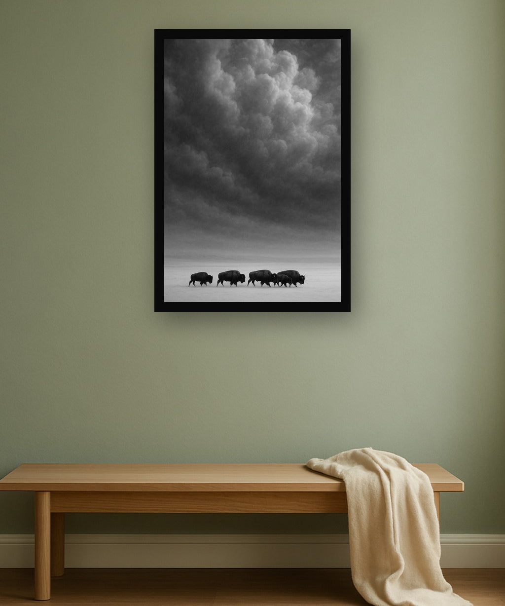 Snow Drift interieur mockup met zwarte lijst