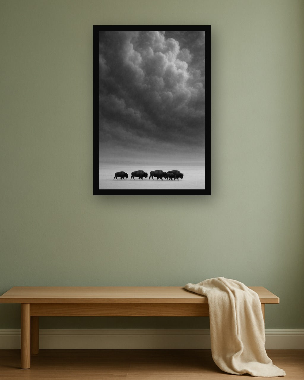 Snow Drift interieur mockup met zwarte lijst