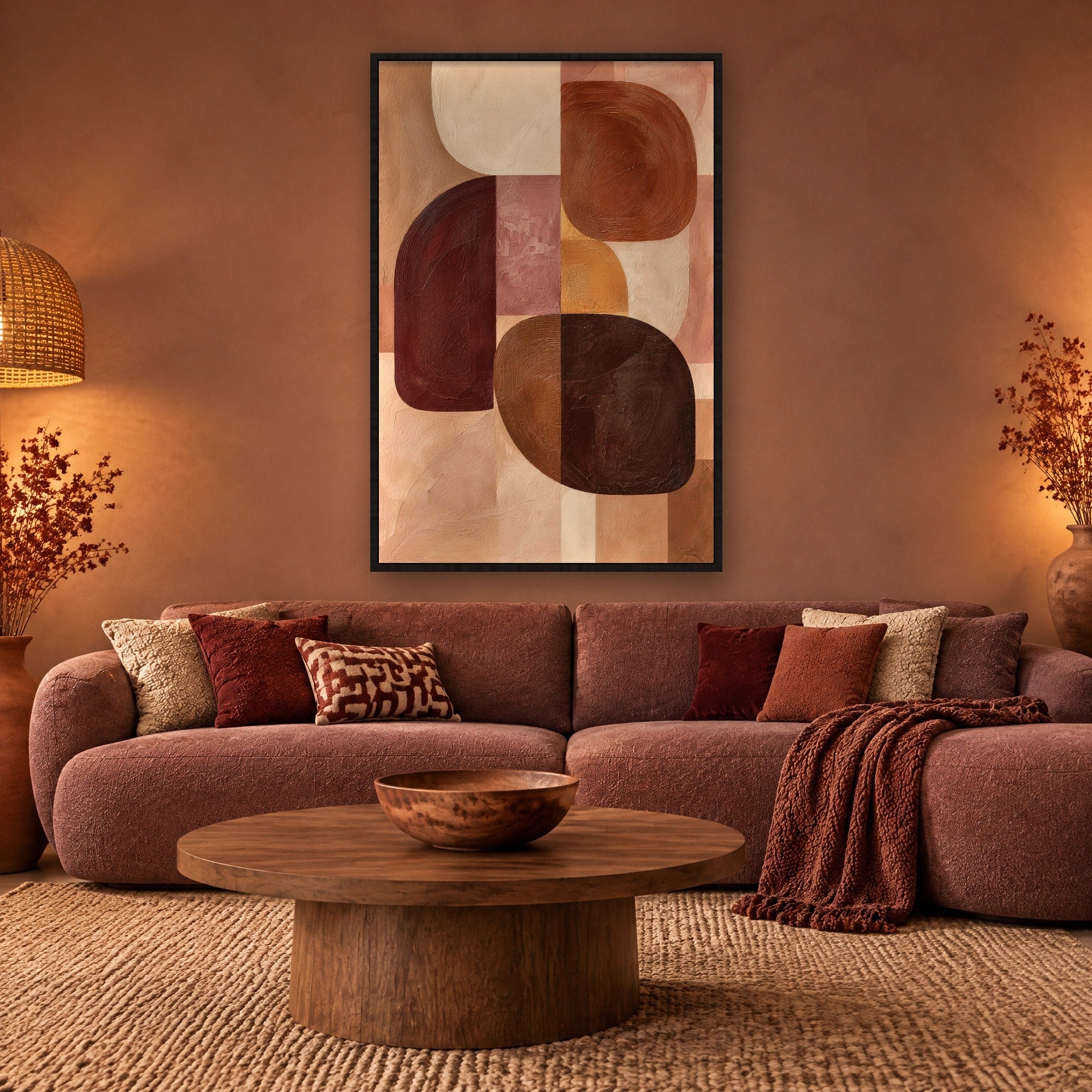 Soft Geometry sfeerbeeld met zwarte baklijst in een woonkamer